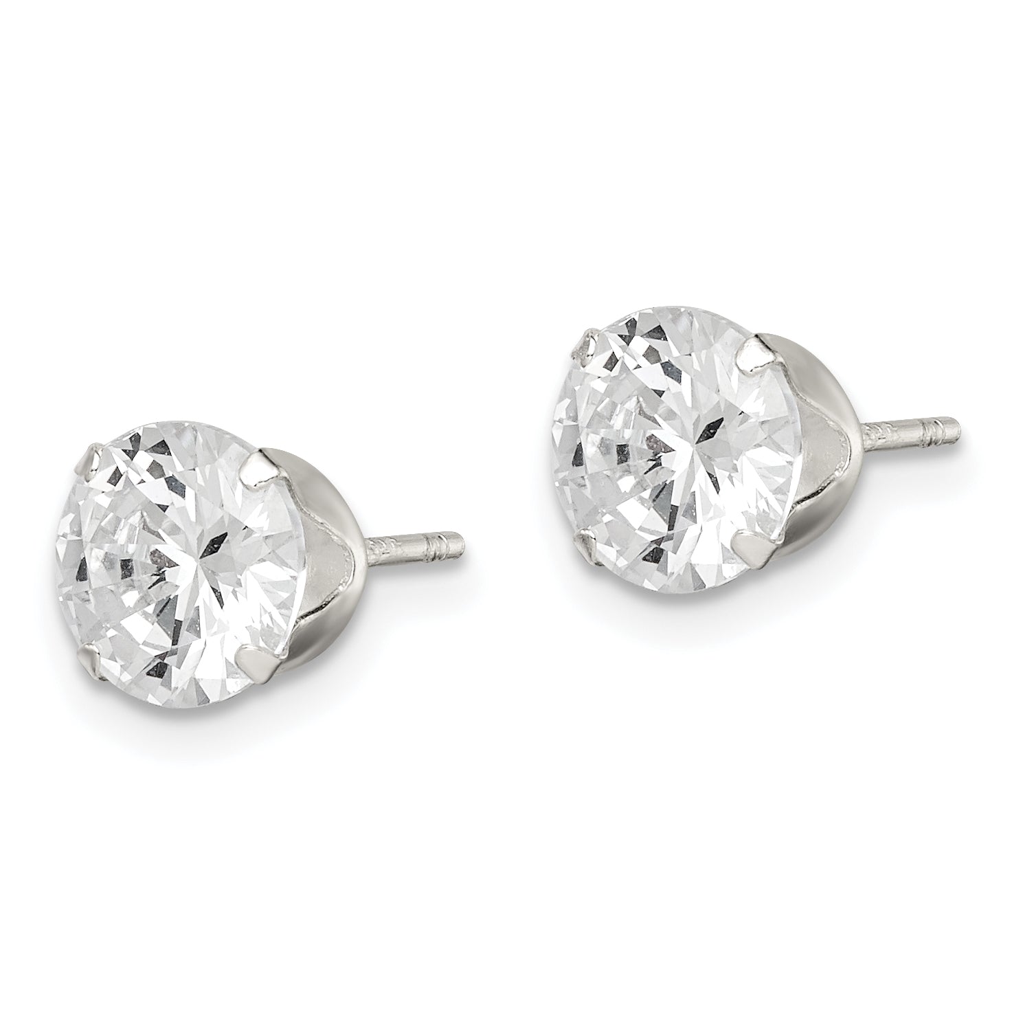 Sterling Silver CZ 7mm Post Earrings QE9106