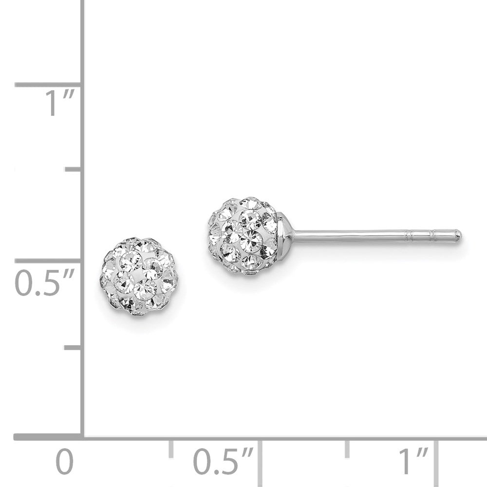 Sterling Silver Rhodium Plated Stellux Crystal Ball Post Earrings