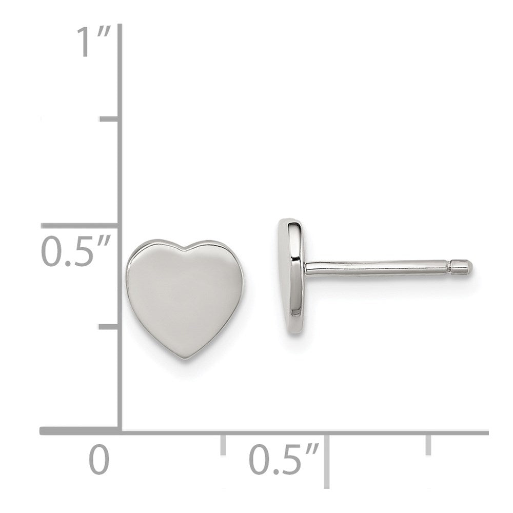 Sterling Silver Rhodium-plated Polished Heart Children's Post Earrings