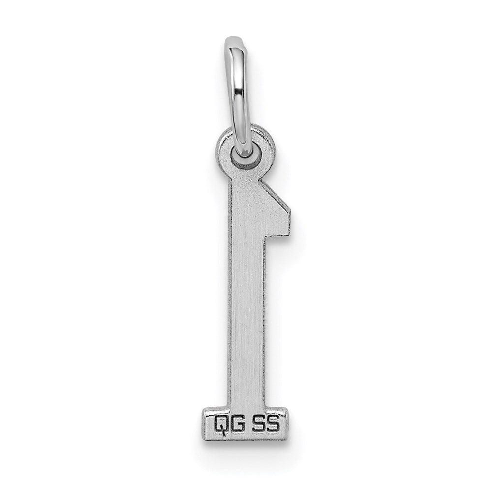 Sterling Silver/Rhodium-plated Elongated Polished Number 1 Charm