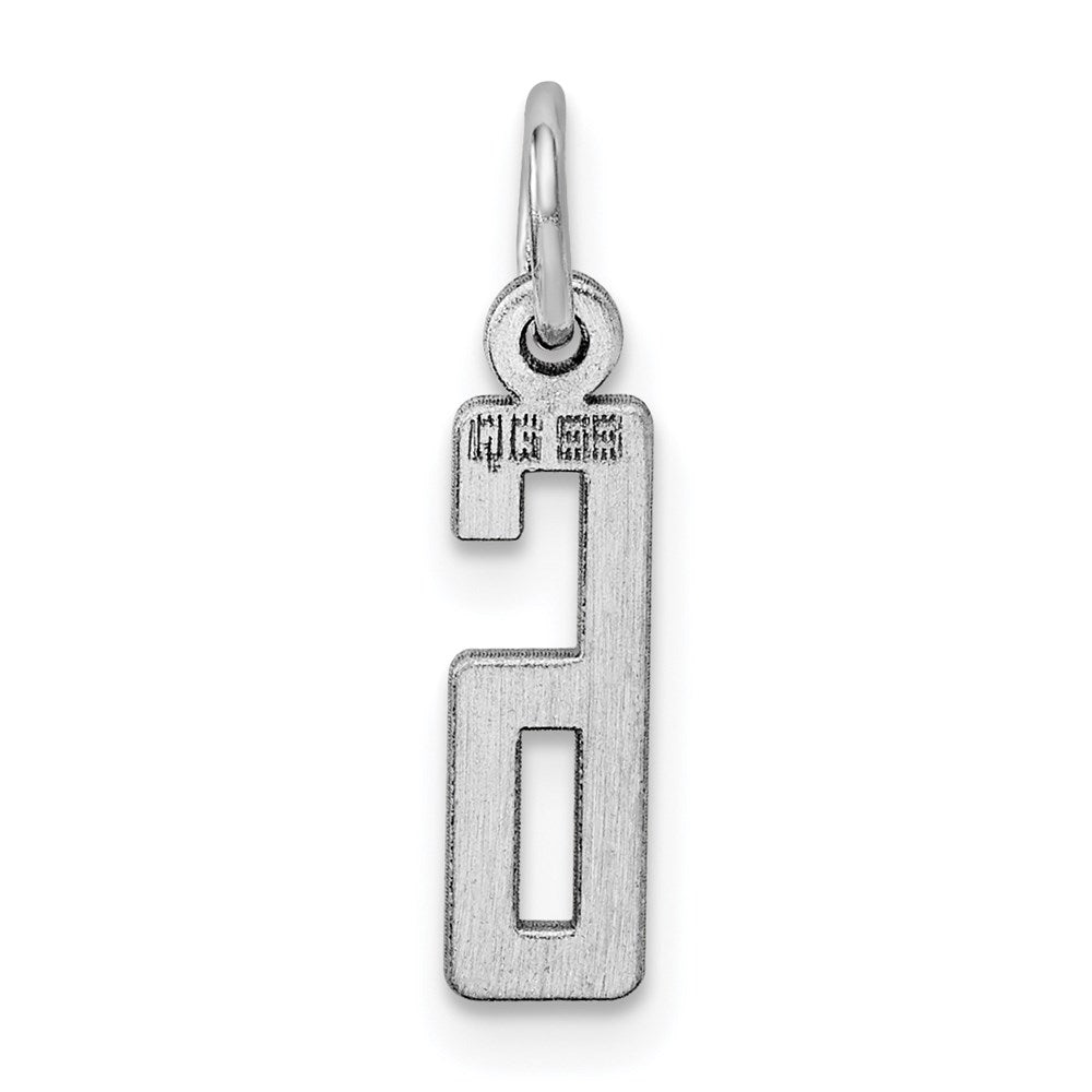 Sterling Silver/Rhodium-plated Elongated Polished Number 6 Charm