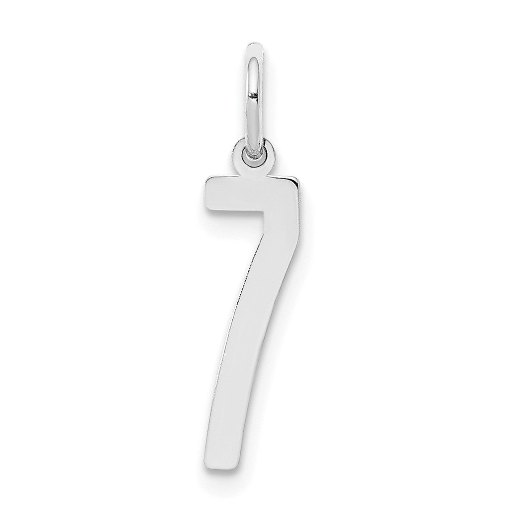 Sterling Silver/Rhodium-plated Elongated Polished Number 7 Charm