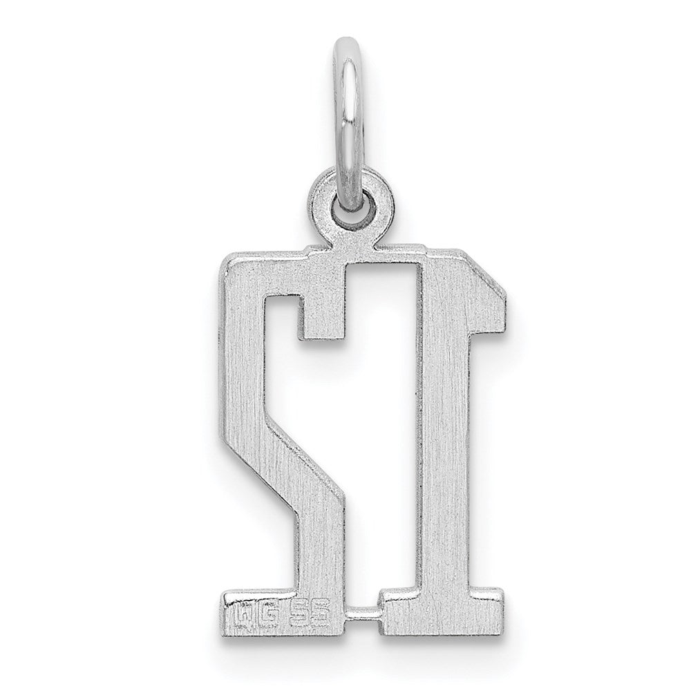 Sterling Silver/Rhodium-plated Elongated Number 12 Charm