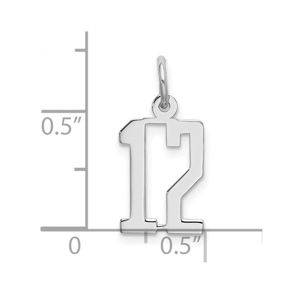 Sterling Silver/Rhodium-plated Elongated Number 12 Charm