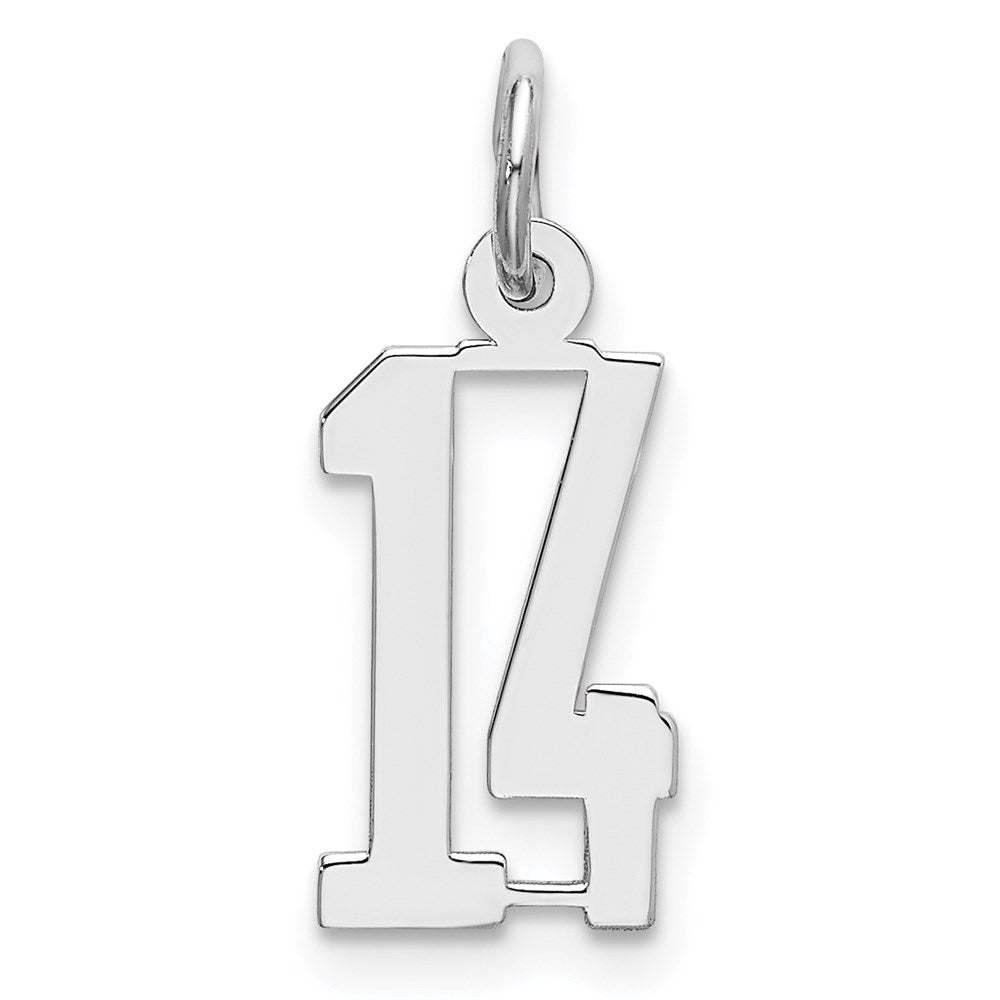 Sterling Silver/Rhodium-plated Elongated Number 14 Charm