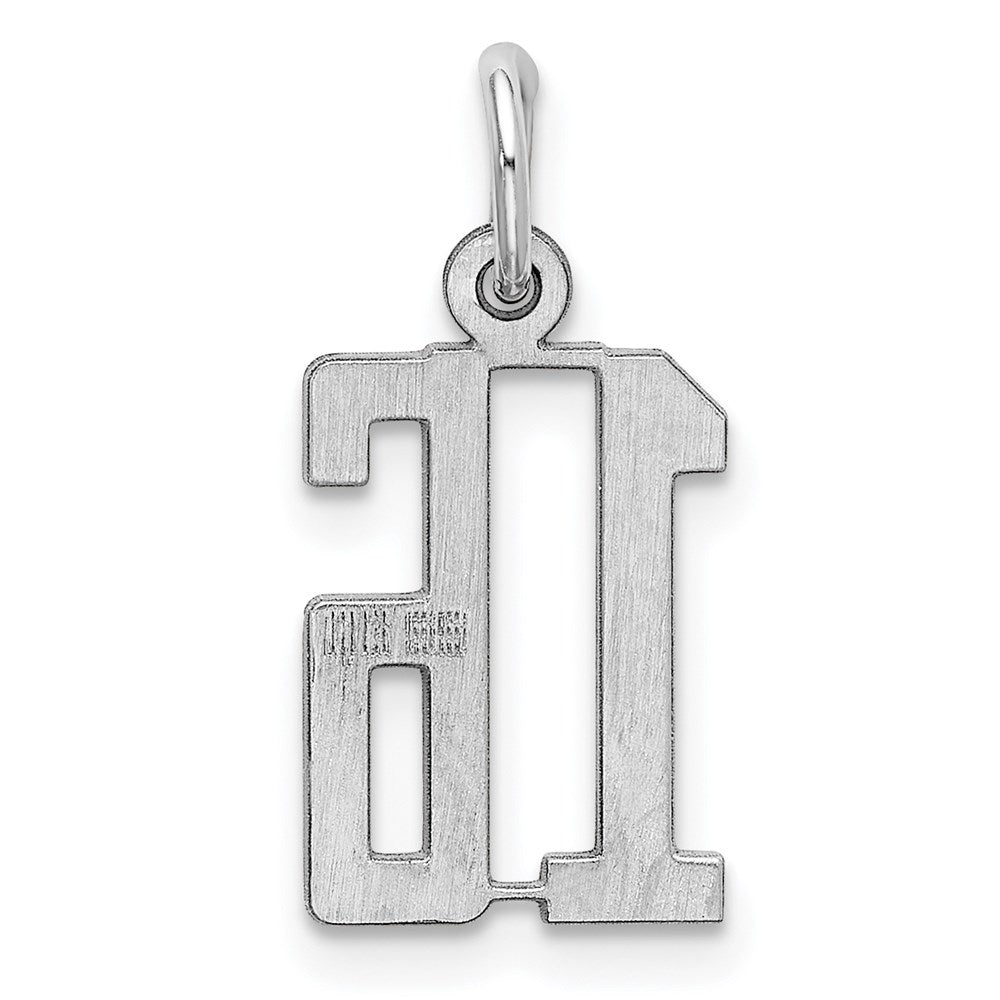 Sterling Silver/Rhodium-plated Elongated Number 16 Charm