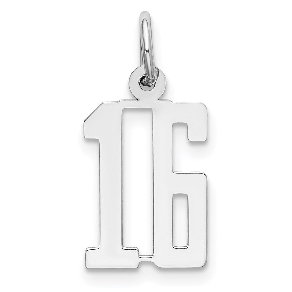 Sterling Silver/Rhodium-plated Elongated Number 16 Charm