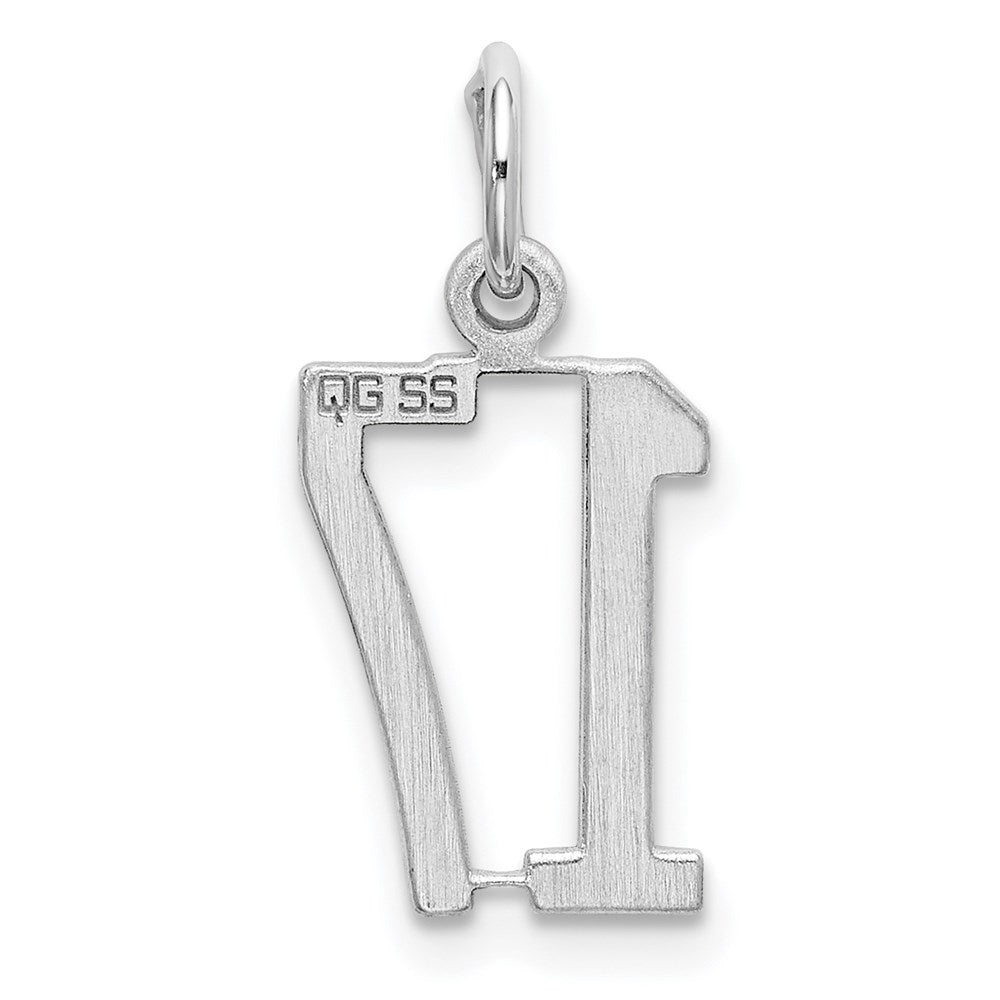 Sterling Silver/Rhodium-plated Elongated Number 17 Charm