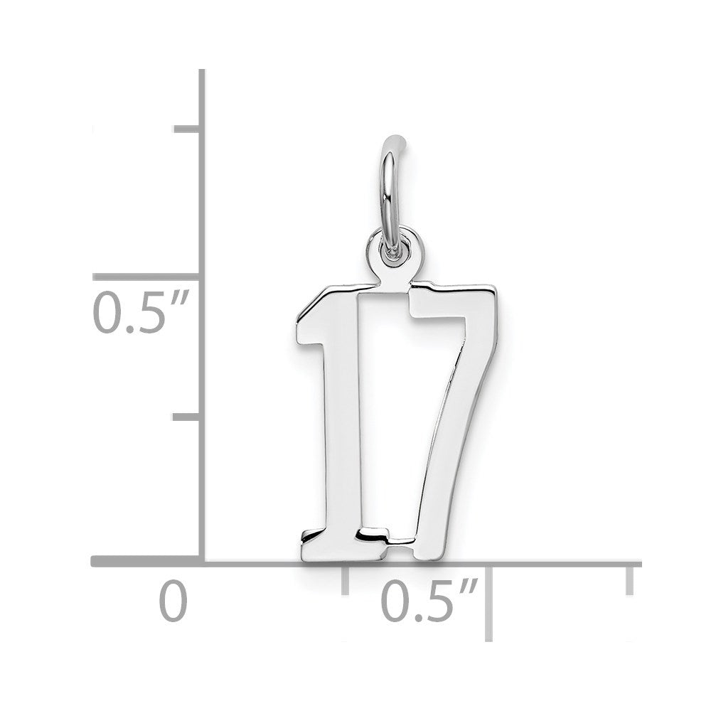 Sterling Silver/Rhodium-plated Elongated Number 17 Charm