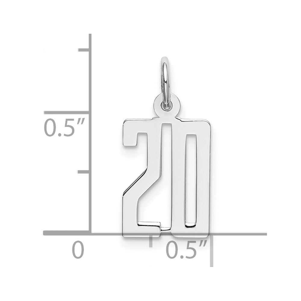 Sterling Silver/Rhodium-plated Elongated Number 20 Charm