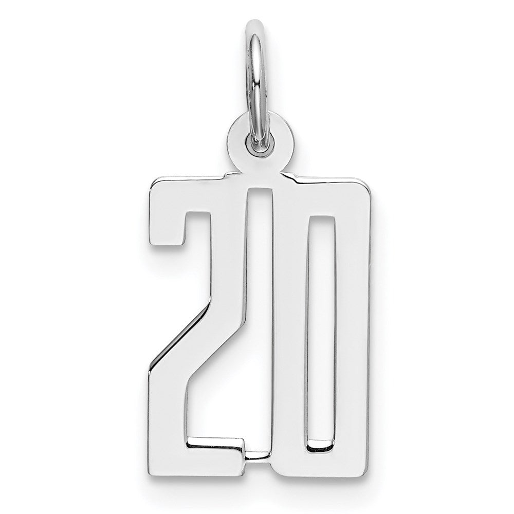 Sterling Silver/Rhodium-plated Elongated Number 20 Charm