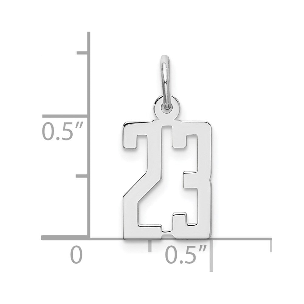 Sterling Silver/Rhodium-plated Elongated Number 23 Charm