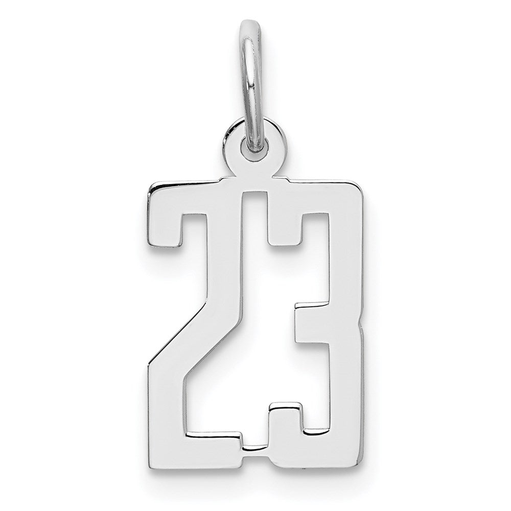 Sterling Silver/Rhodium-plated Elongated Number 23 Charm