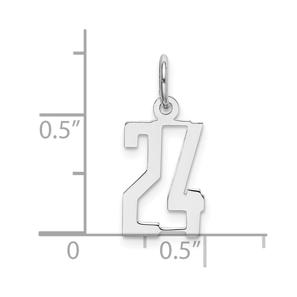 Sterling Silver/Rhodium-plated Elongated Number 24 Charm