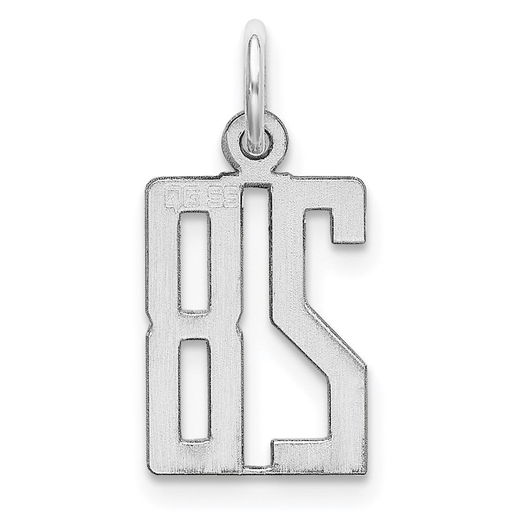 Sterling Silver/Rhodium-plated Elongated Number 28 Charm