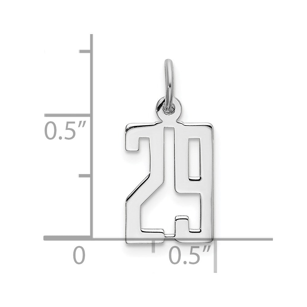 Sterling Silver/Rhodium-plated Elongated Number 29 Charm