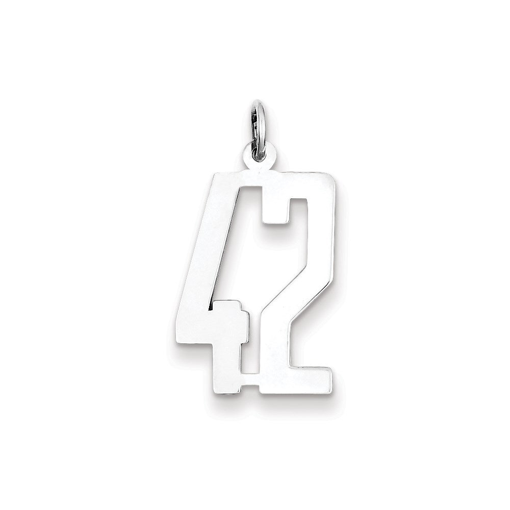 Sterling Silver/Rhodium-plated Elongated Number 42 Charm