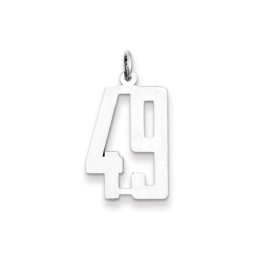 Sterling Silver/Rhodium-plated Elongated Number 49 Charm