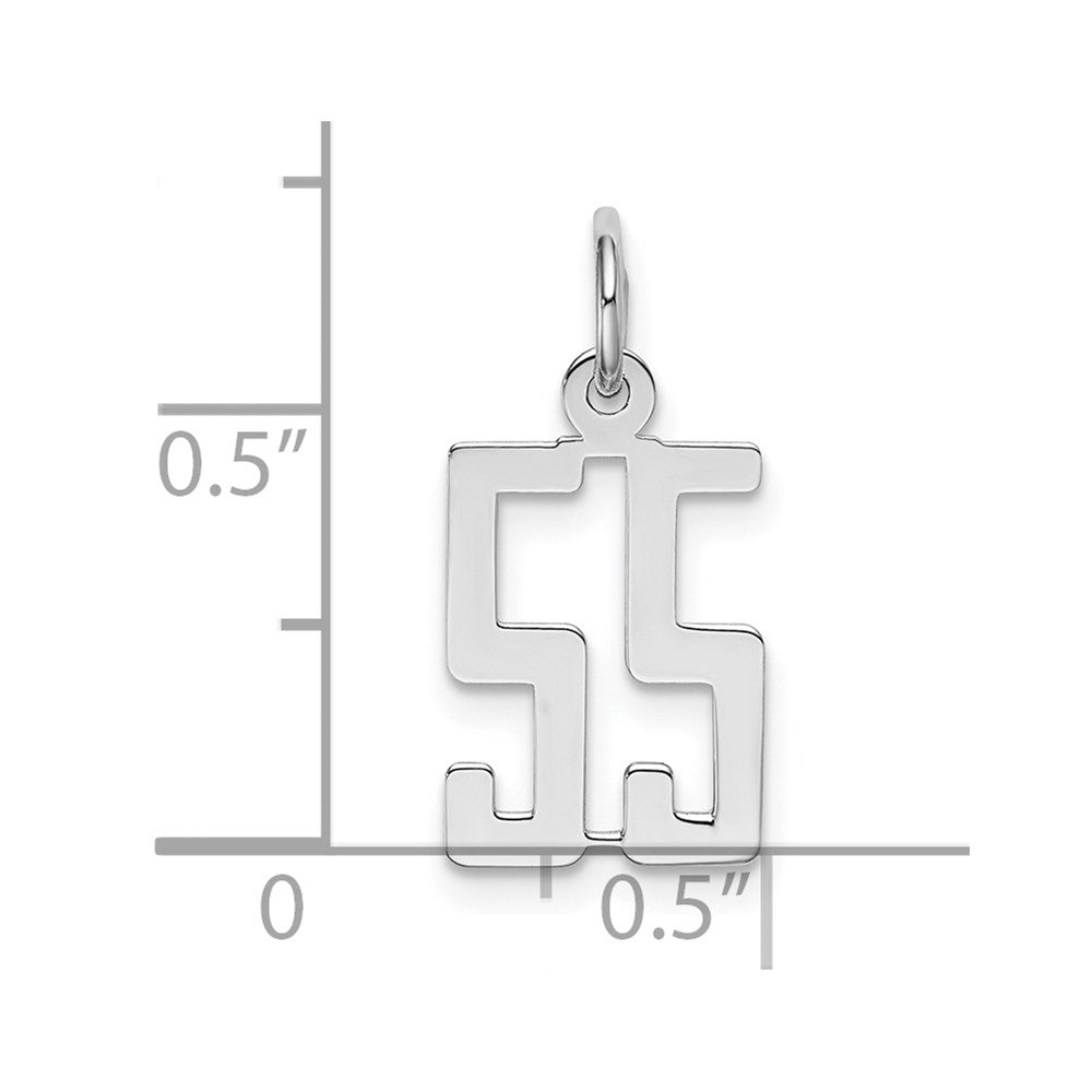 Sterling Silver/Rhodium-plated Elongated Number 55 Charm