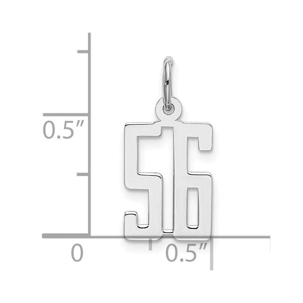 Sterling Silver/Rhodium-plated Elongated Number 56 Charm