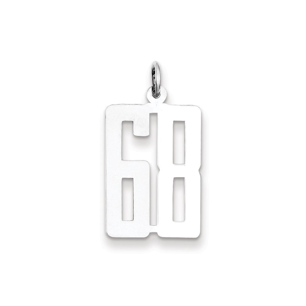 Sterling Silver/Rhodium-plated Elongated Number 68 Charm