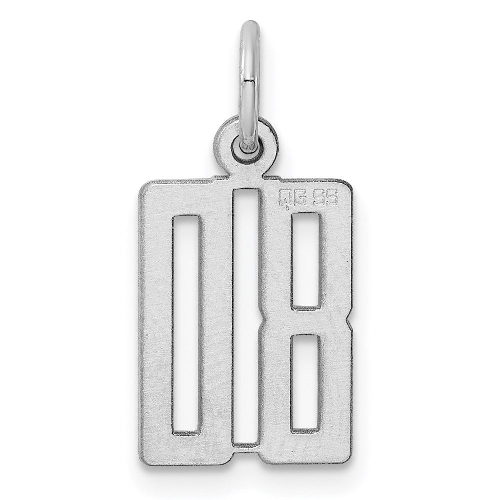 Sterling Silver/Rhodium-plated Elongated Number 80 Charm