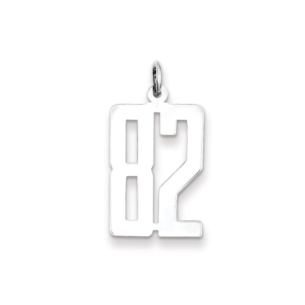 Sterling Silver/Rhodium-plated Elongated Number 82 Charm