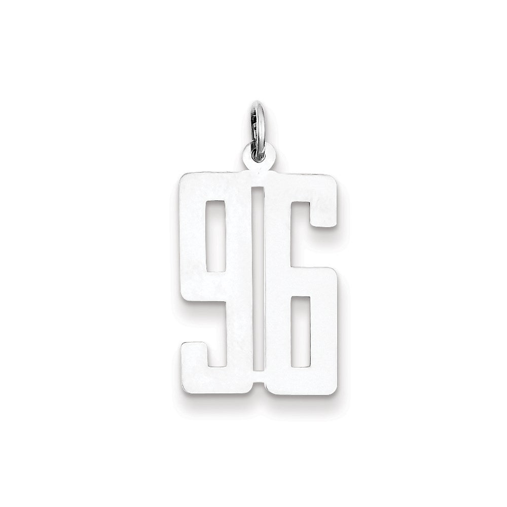 Sterling Silver/Rhodium-plated Elongated Number 96 Charm