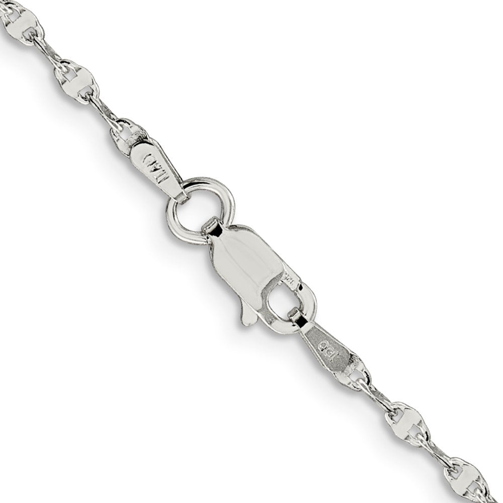 Sterling Silver 2.25mm Fancy Wave Flat Link Chain