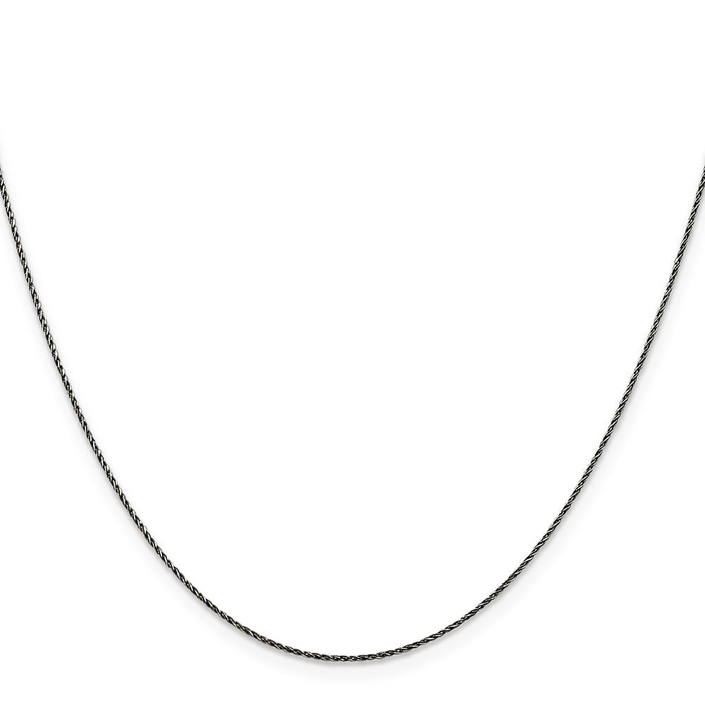 Sterling Silver Ruthenium-plated .75mm Twisted Tight Wheat Chain