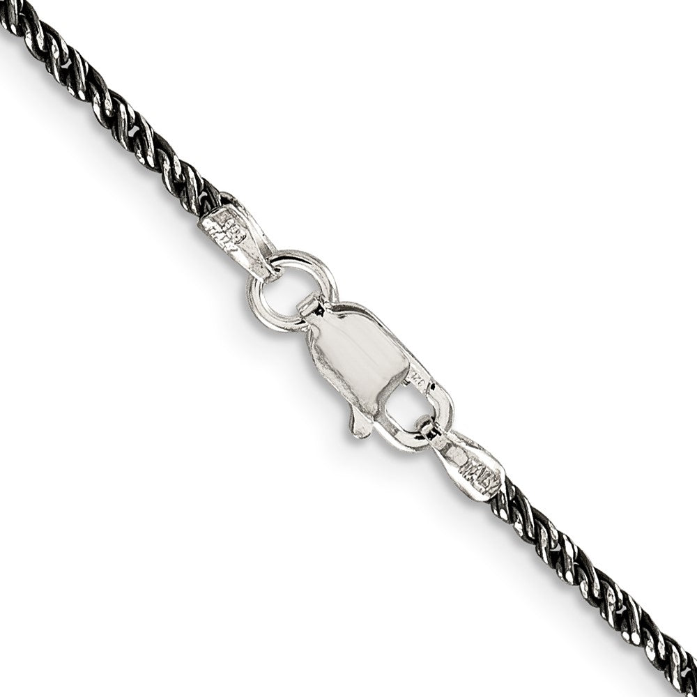 Sterling Silver Ruthenium-plated 1.7mm Twisted Tight Wheat Chain