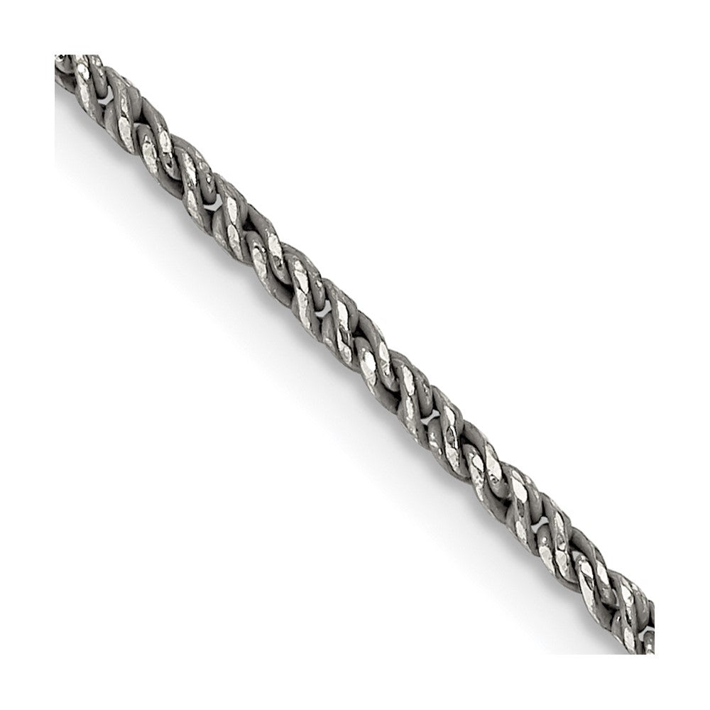 Sterling Silver Ruthenium-plated 1.7mm Twisted Tight Wheat Chain