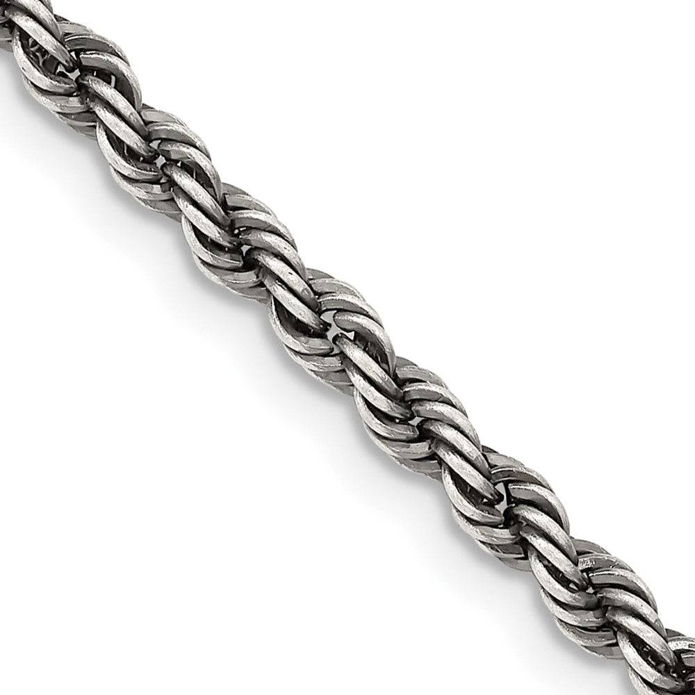 Sterling Silver Ruthenium-plated 3.4mm Rope Chain