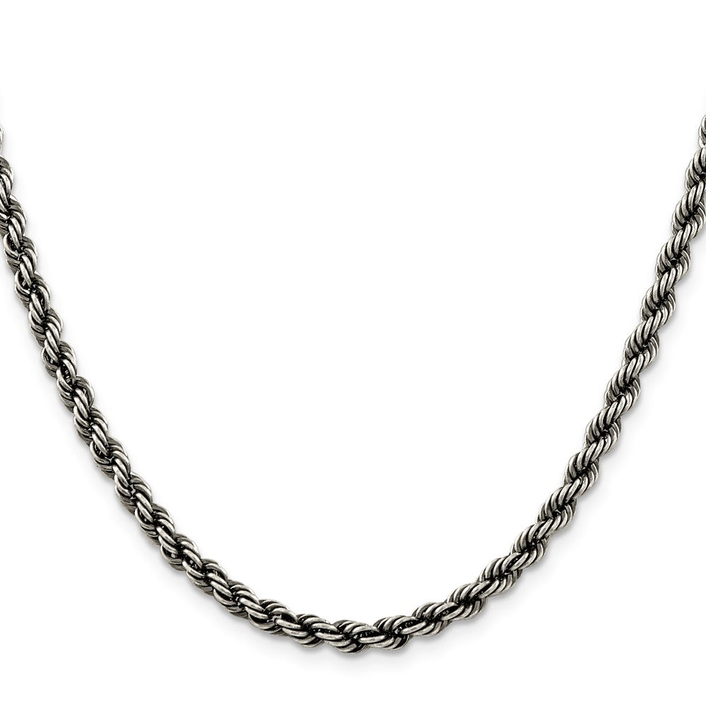 Sterling Silver Ruthenium-plated 4.5mm Rope Chain