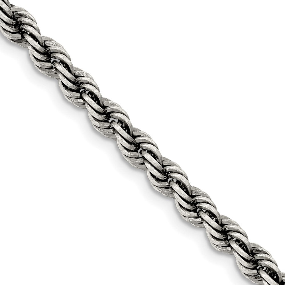 Sterling Silver Ruthenium-plated 4.5mm Rope Chain