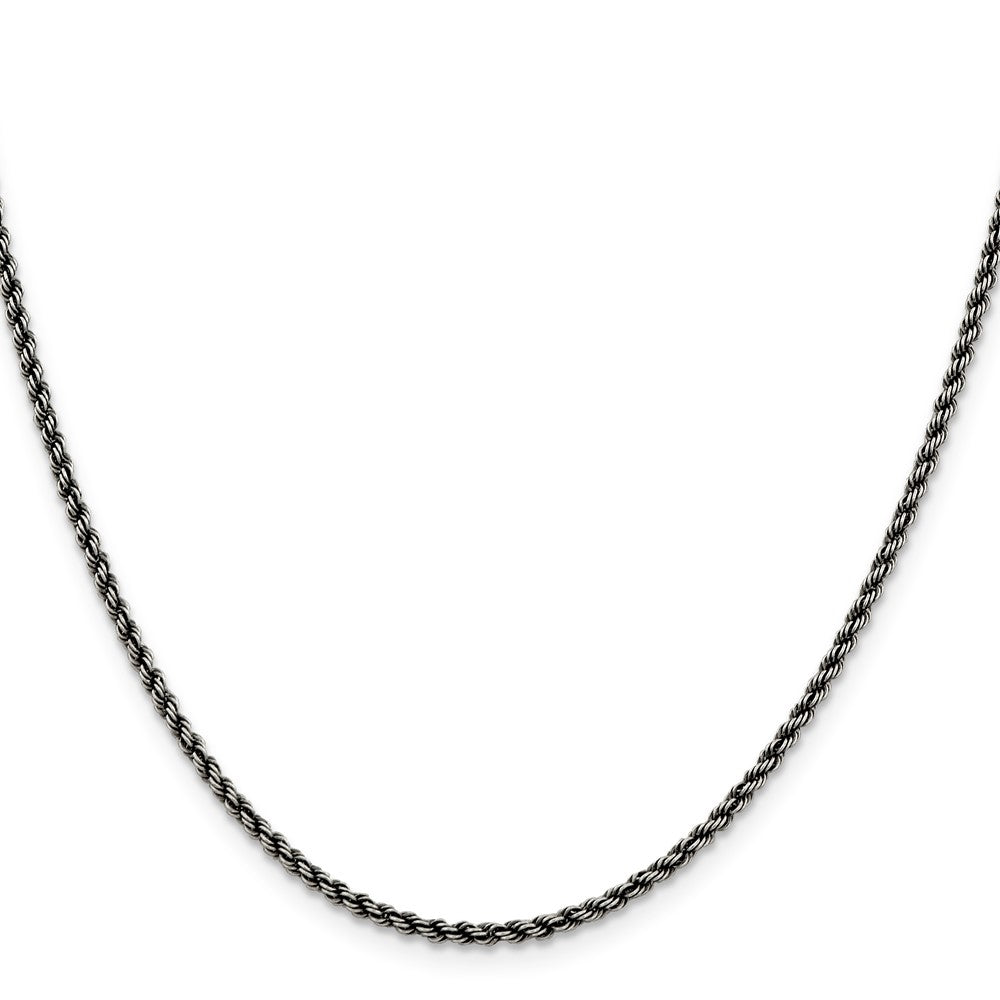 Sterling Silver Ruthenium-plated 2.3mm Rope Chain