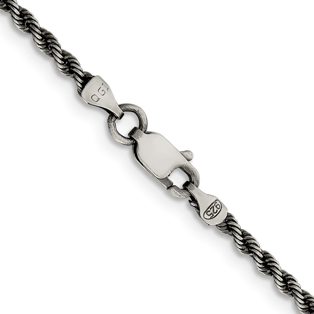 Sterling Silver Ruthenium-plated 2.3mm Rope Chain