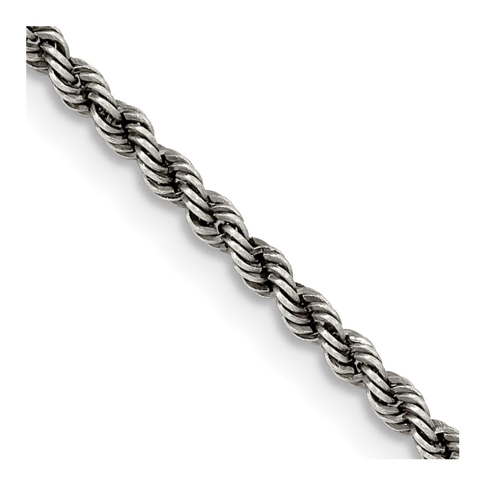 Sterling Silver Ruthenium-plated 2.3mm Rope Chain