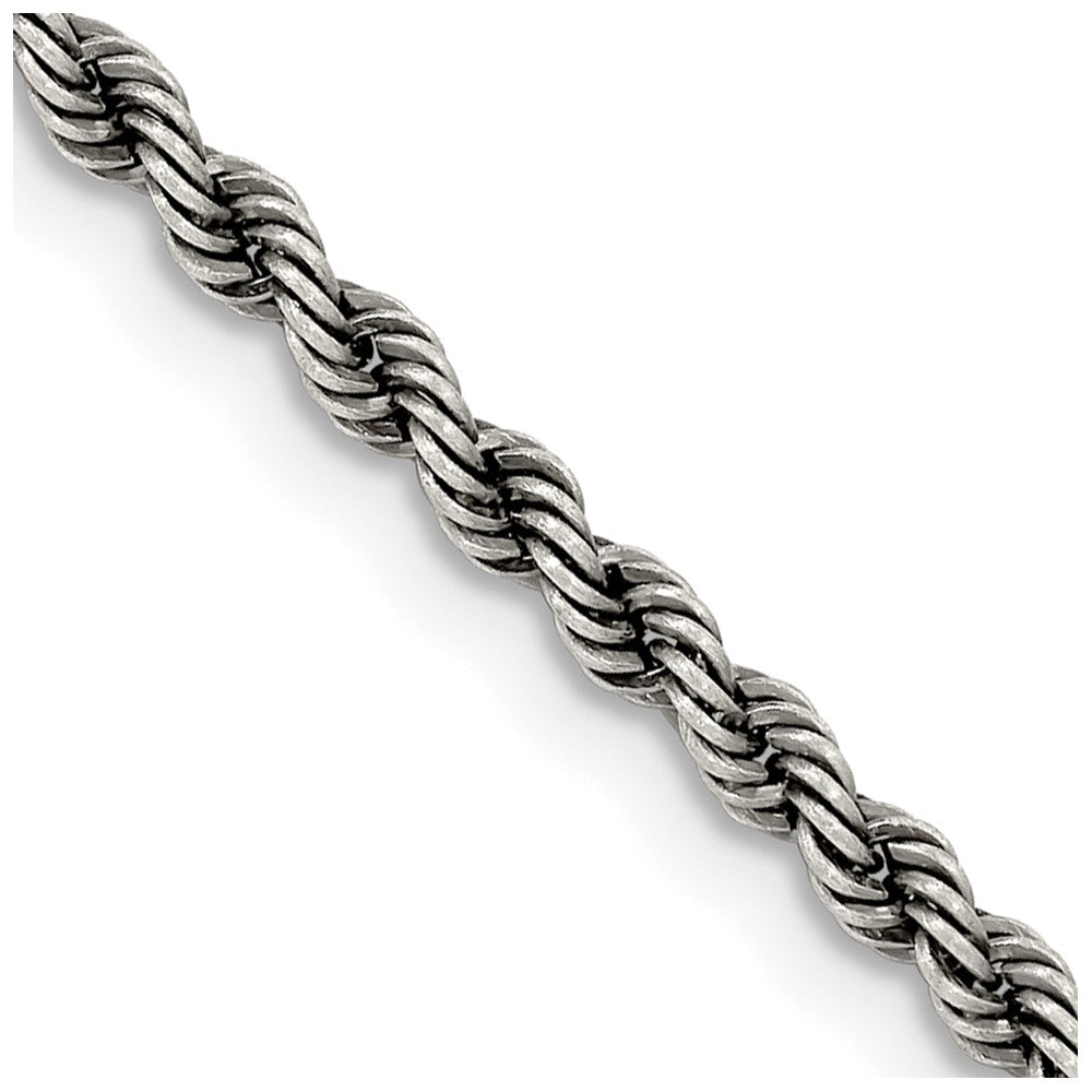 Sterling Silver Ruthenium-plated 2.9mm Rope Chain