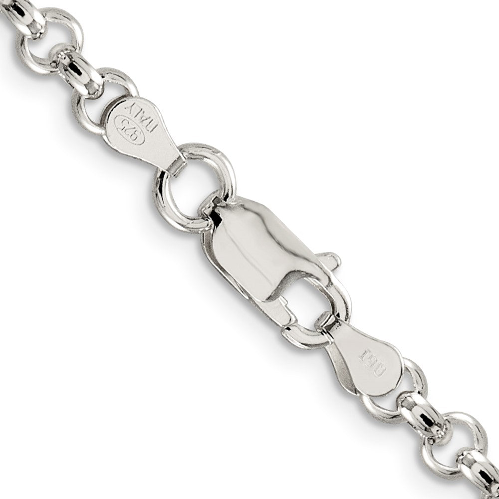 Amore La Vita Sterling Silver Rhodium-plated Polished 4.75mm 7 inch Half Round Belcher with Lobster Clasp Charm Bracelet