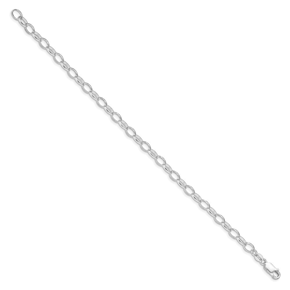 Amore La Vita Sterling Silver Rhodium-plated Polished 5mm 8 inch Rolo with Lobster Clasp Charm Bracelet