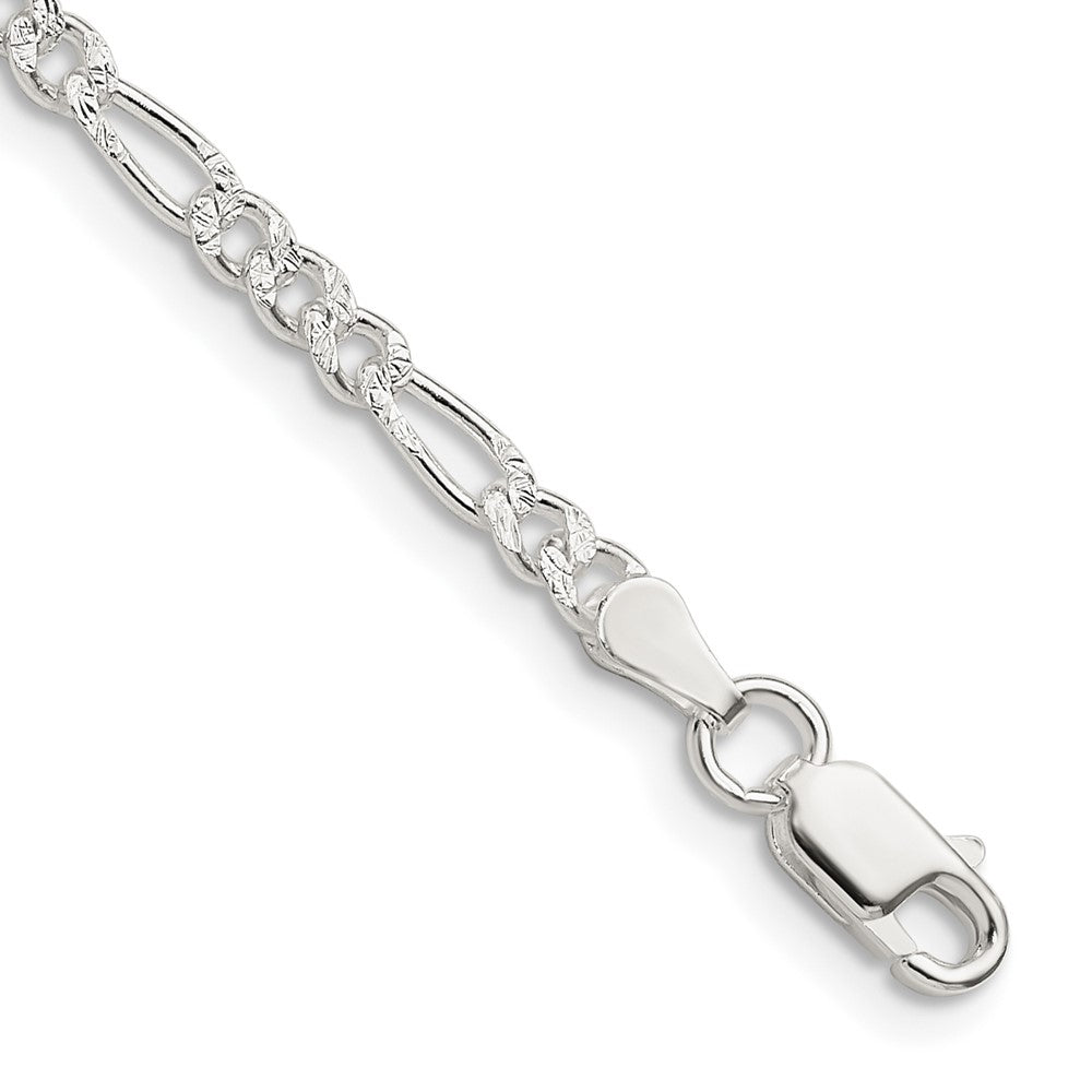 Sterling Silver 3mm PavÇ Flat Figaro Chain