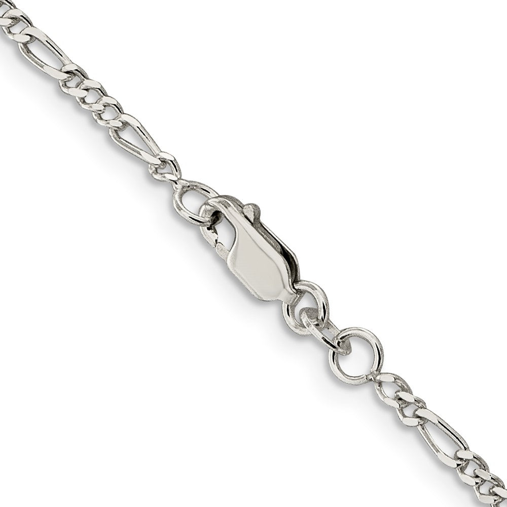 Sterling Silver Rhodium-plated 2.25mm Figaro Chain