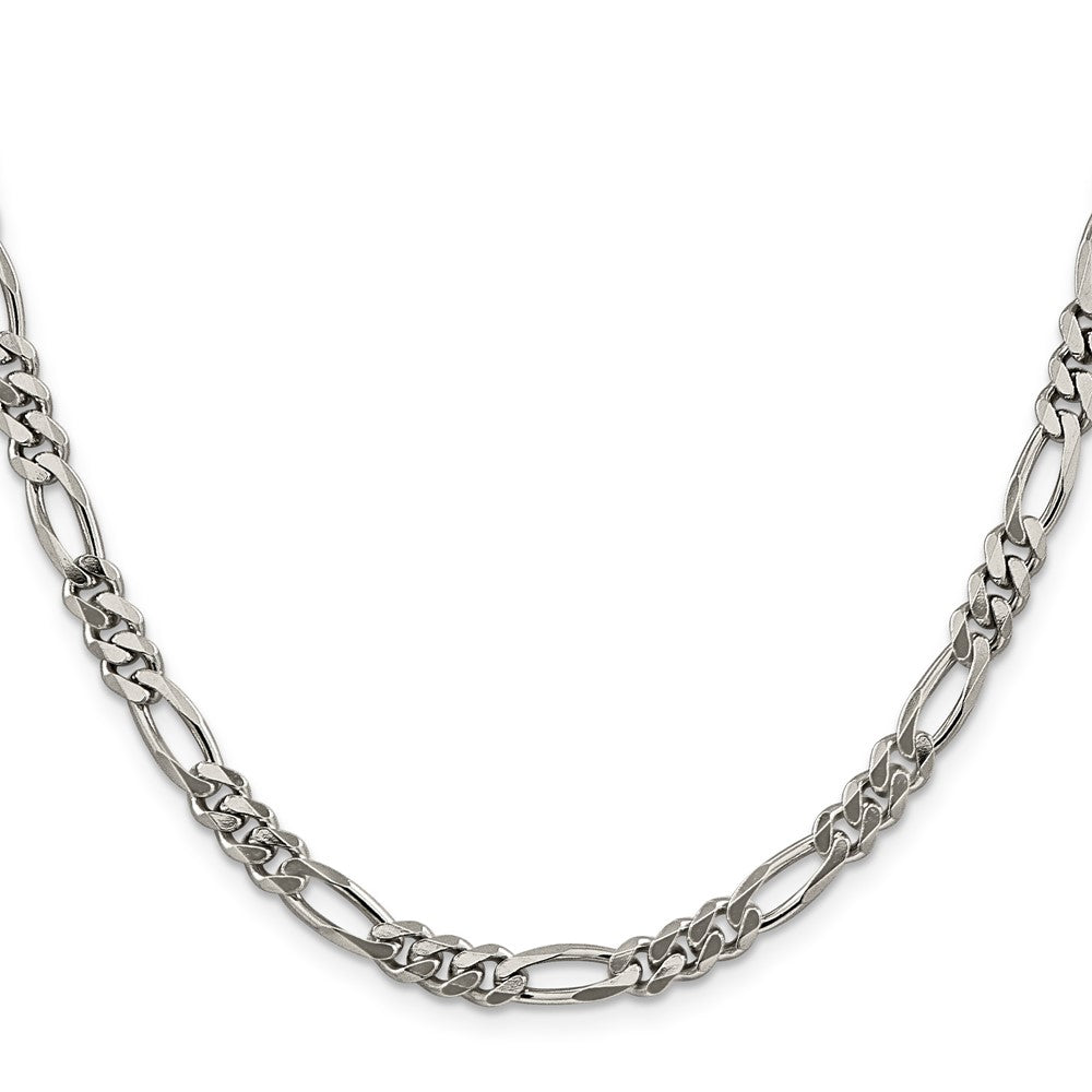 Sterling Silver Rhodium-plated 5.25mm Figaro Chain