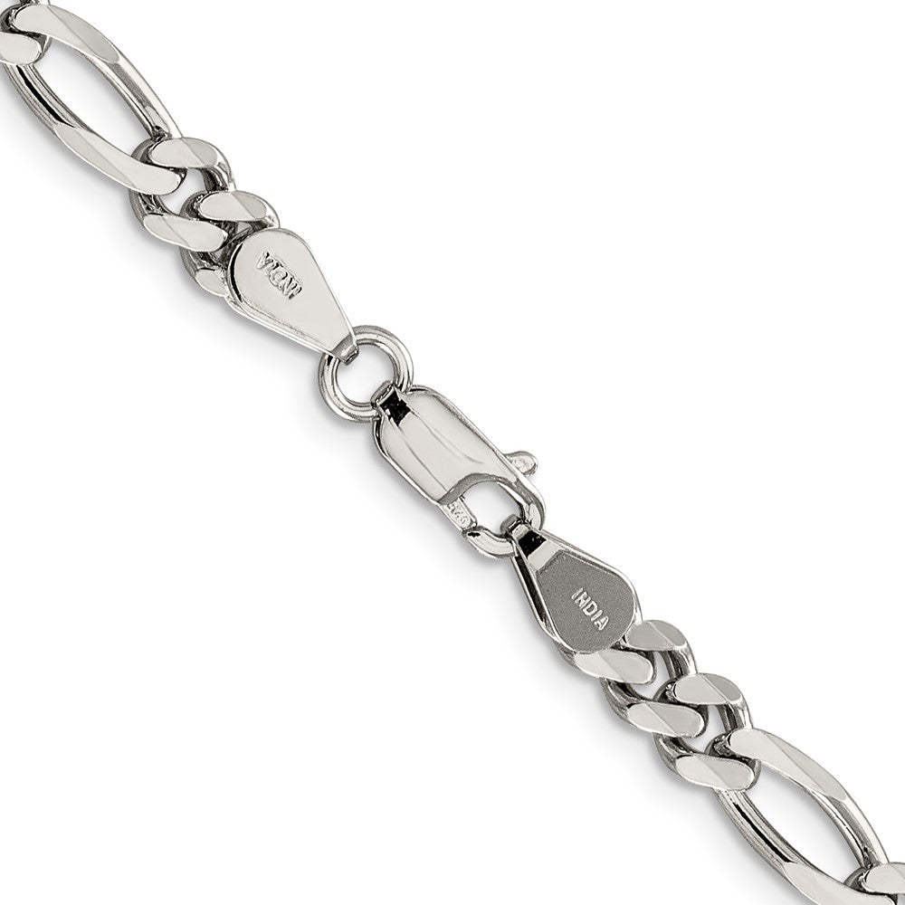 Sterling Silver Rhodium-plated 5.25mm Figaro Chain