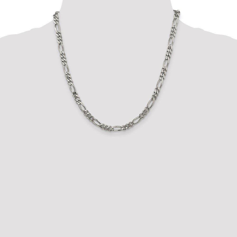 Sterling Silver Rhodium-plated 5.25mm Figaro Chain