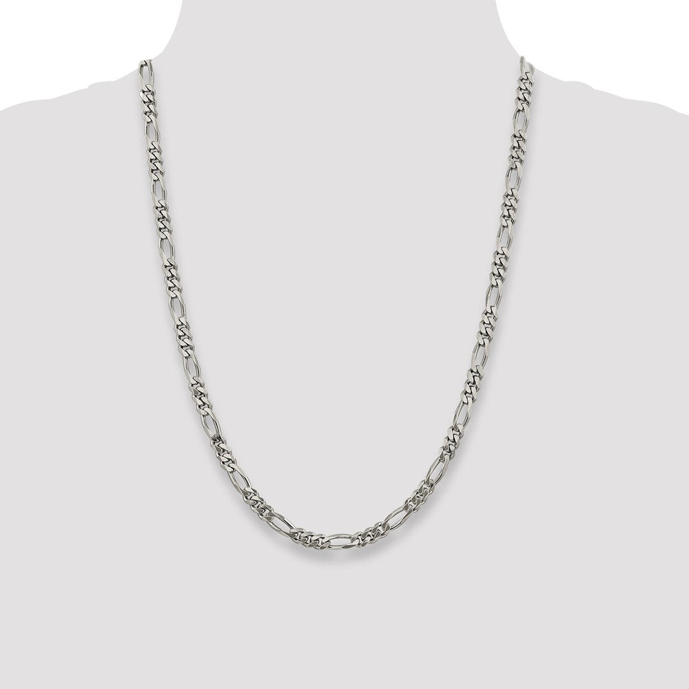 Sterling Silver Rhodium-plated 5.25mm Figaro Chain