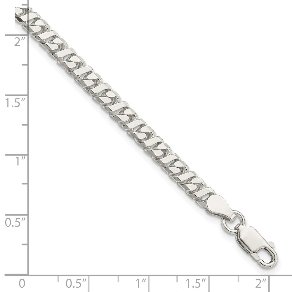 Sterling Silver 4.25mm Fancy Flat Link Bracelet