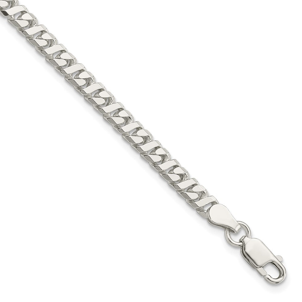 Sterling Silver 4.25mm Fancy Flat Link Bracelet