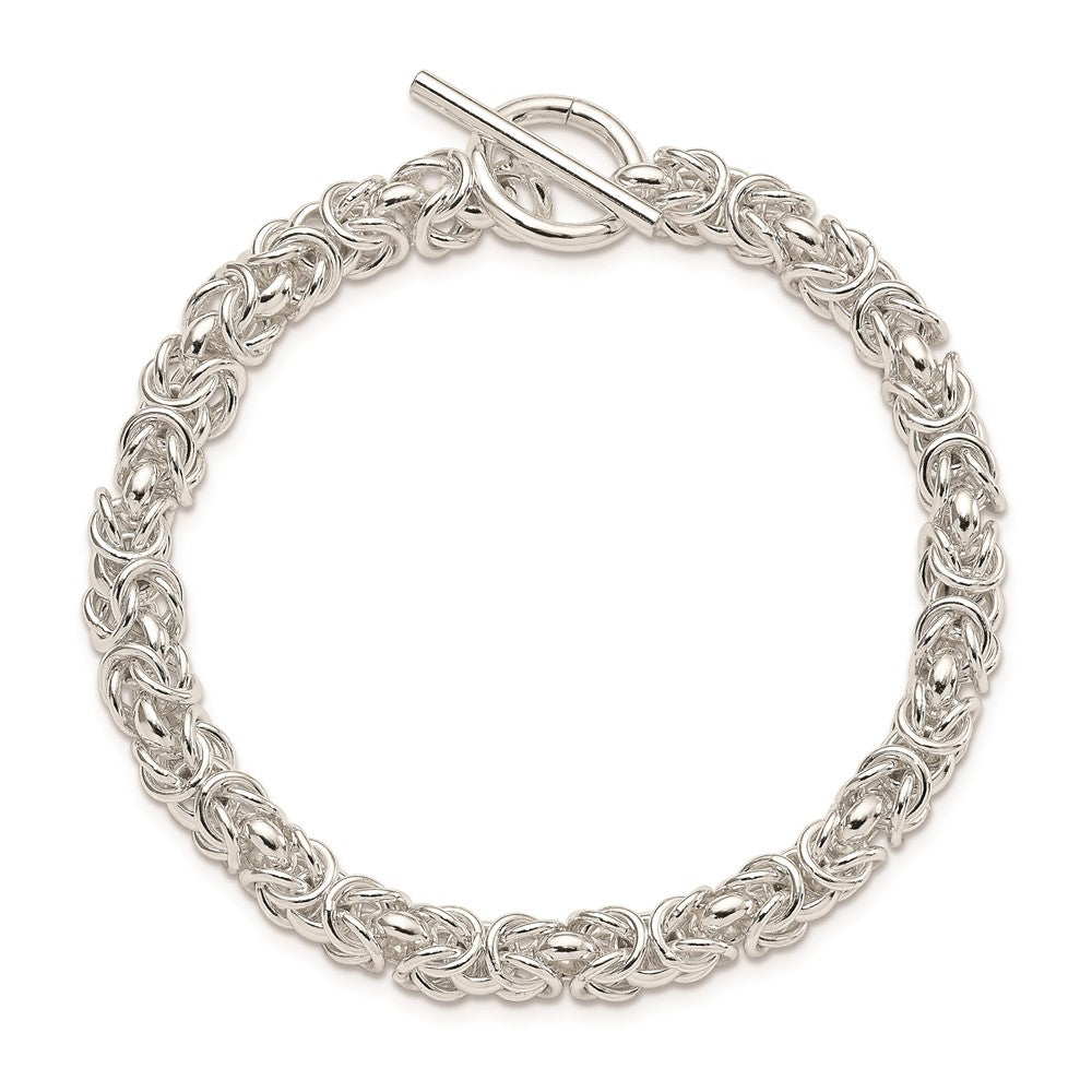 Sterling Silver 7.5inch Polished Fancy Link Toggle Bracelet